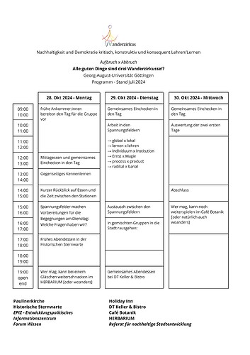 Programm - Wanderzirkus Göttingen - Stand Juli 2024